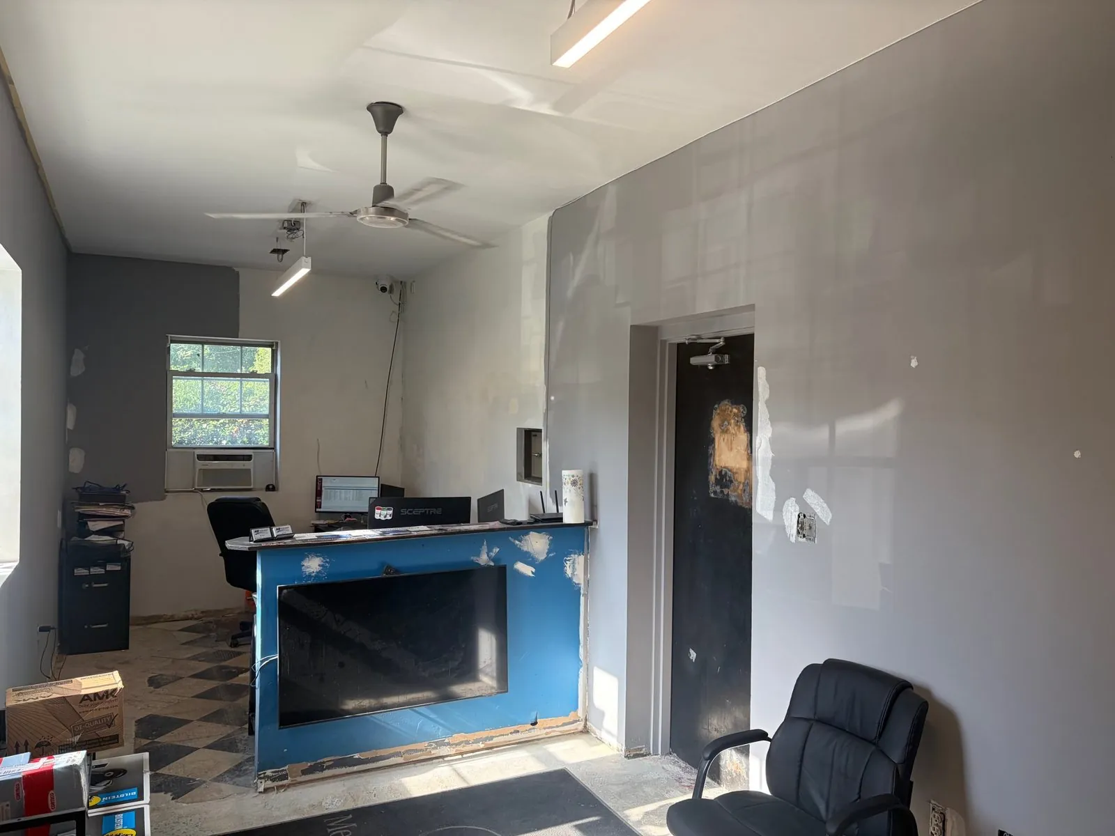 Reception counter stripped during renovation